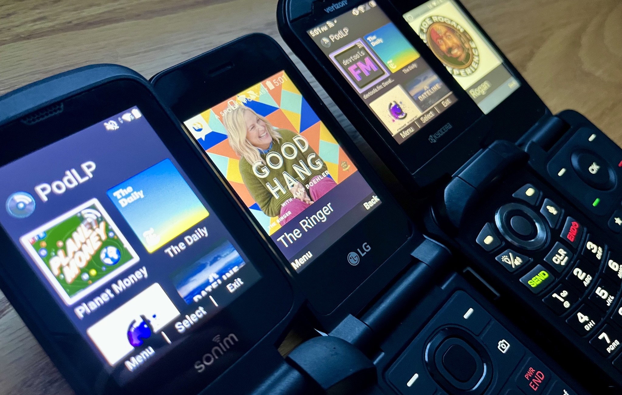 PodLP on several Android flip phones